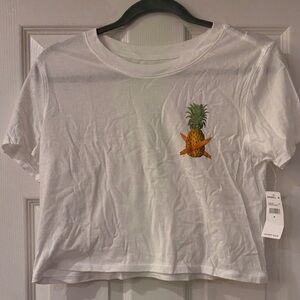 O'Neill White Pineapple Juniors Cropped  T-Shirt